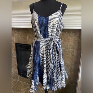 Banana Republic Navy and White Asymmetrical Dress